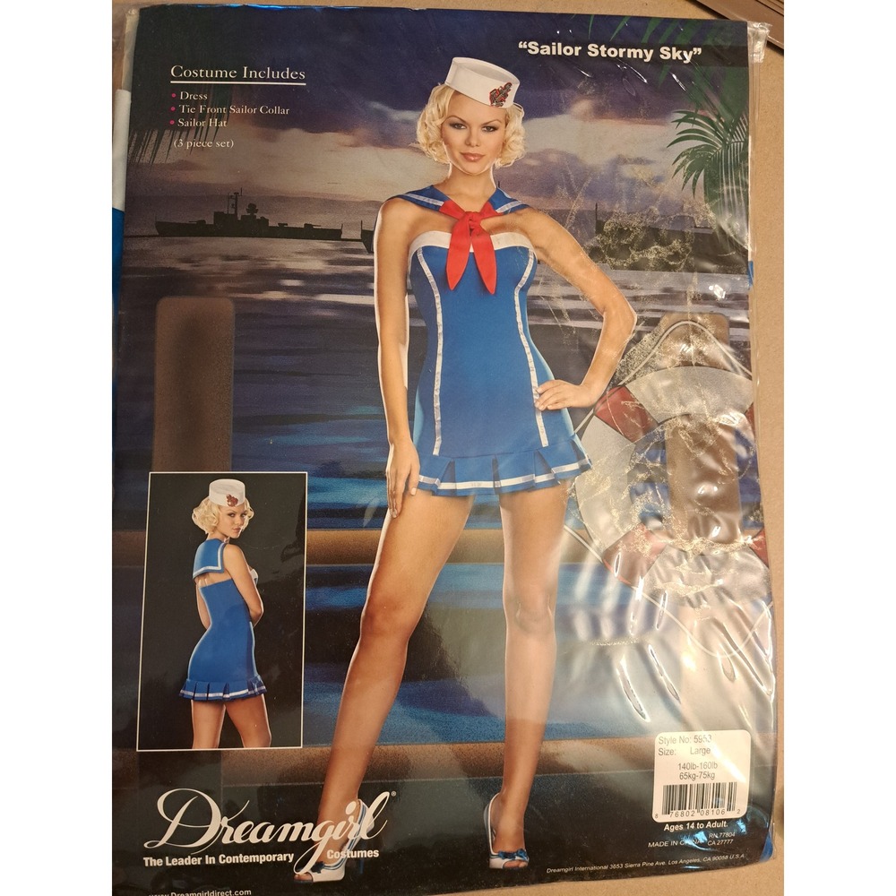 Dreamgirl Sailor Stormy Sky Costume Set Blue White Large 5953 Womens Halloween